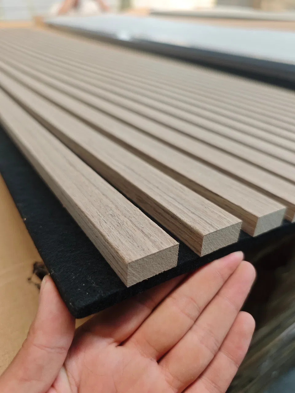 Black Wood Veneer Wall Panel MDF Sound Slat Wood Acoustic Panel