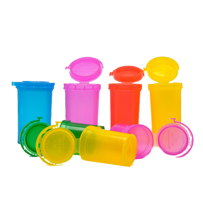 6dr 13dr 30dr 90dr Custom Pop Top Squeeze Hinged Lid Tablet Vial Bottle Child Resistant Tablet Bottle