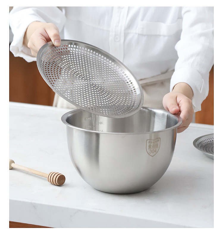 304 Stainless Steel Suit Drain Water and Oil From Noodles Japan Taomi Salad Basin Egg Bowl