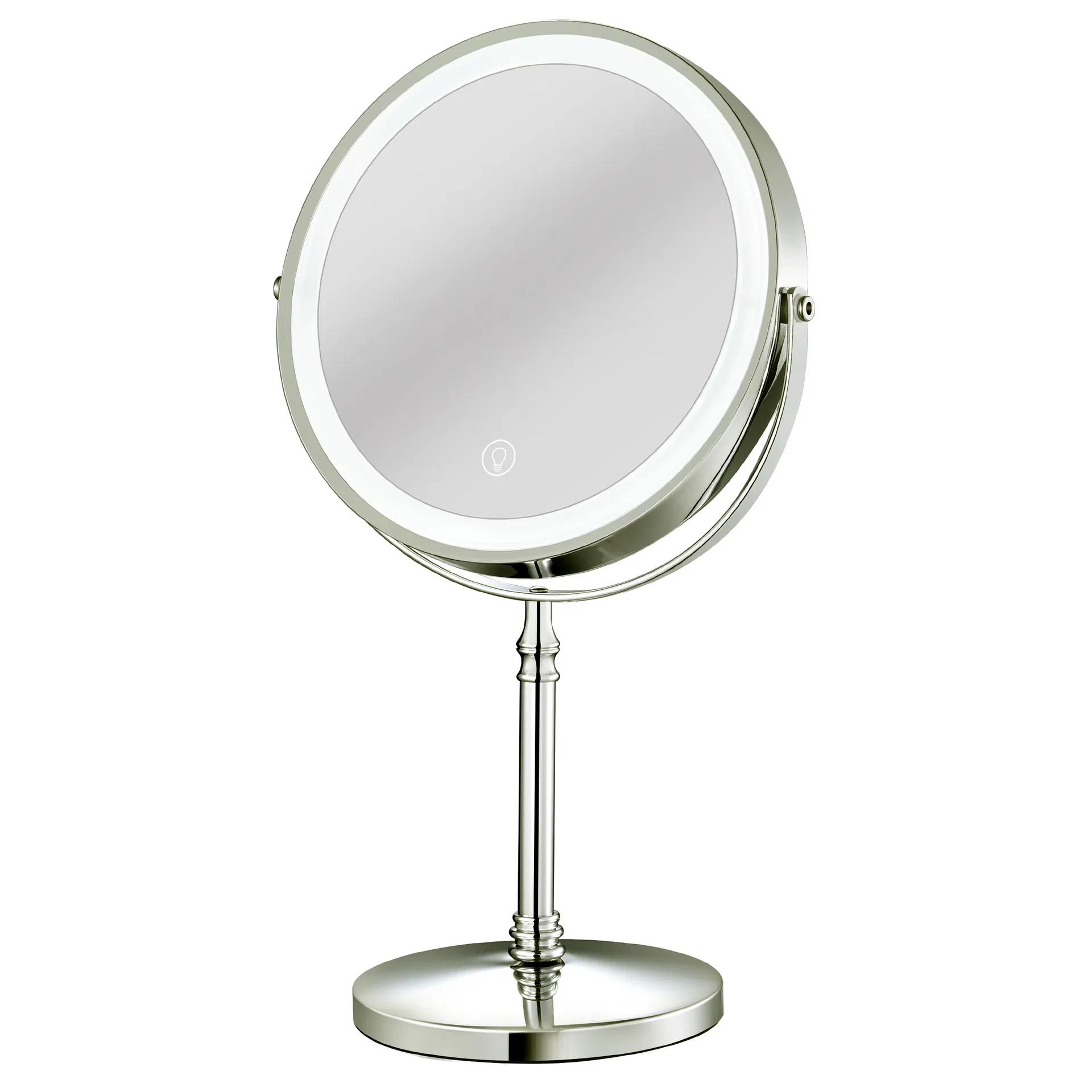 Lighted Makeup Mirror, 8" Rechargeable Double Sided Magnifying Mirror with 3 Colors, 1X/10X 360° Rotation Touch Screen Vanity Mirror