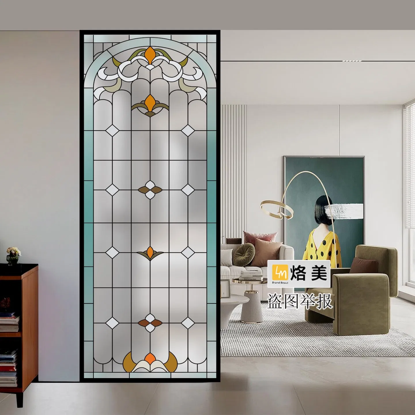 Painted Church Glassliving Room Partition Screenhome Entrance Background Wallhotel Decoration