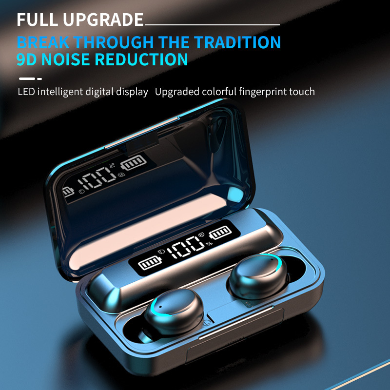F9-5 Tws Earbuds Fast Auto Pairing Bluetooth Big Charging Box Wireless Casque Mic Earphone