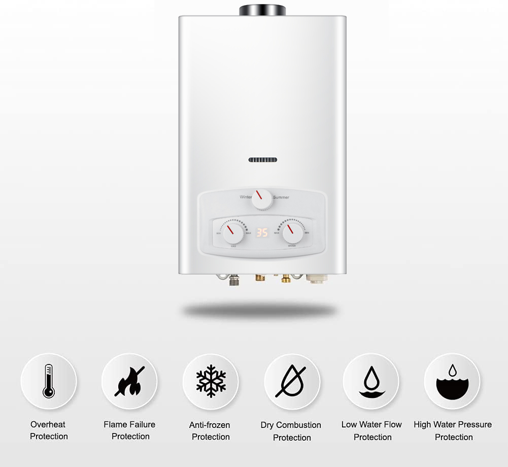 Проточный газовый водонагреватель 10л HADUN