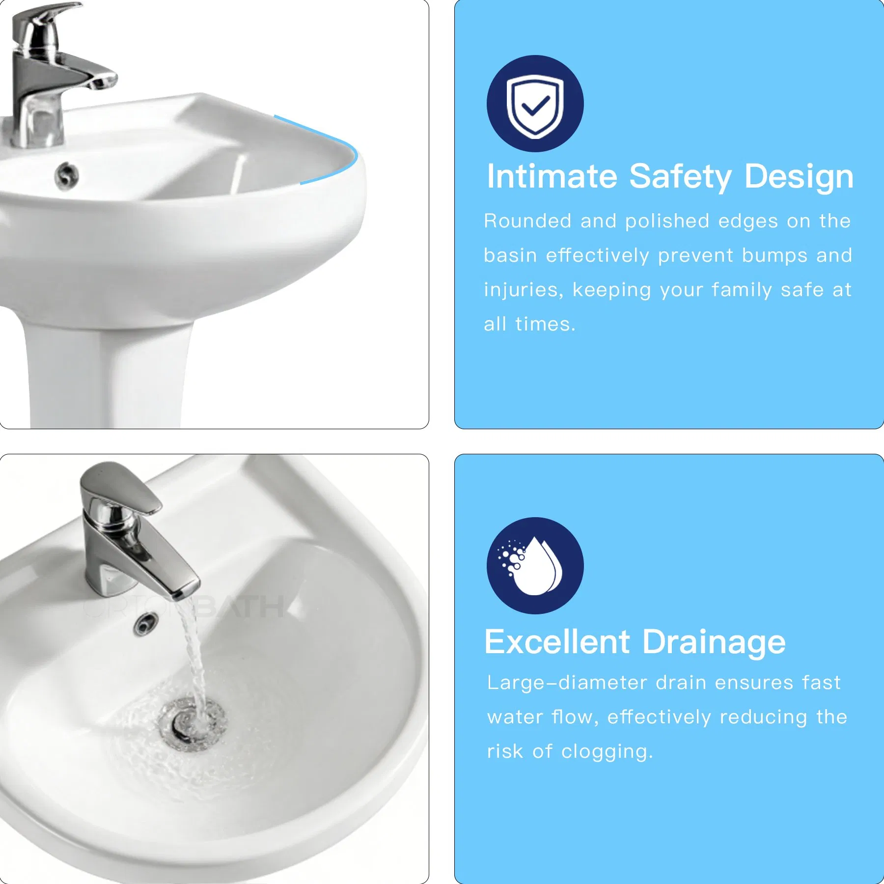 Керамическая раковина с пьедесталом Ortonbath Modern