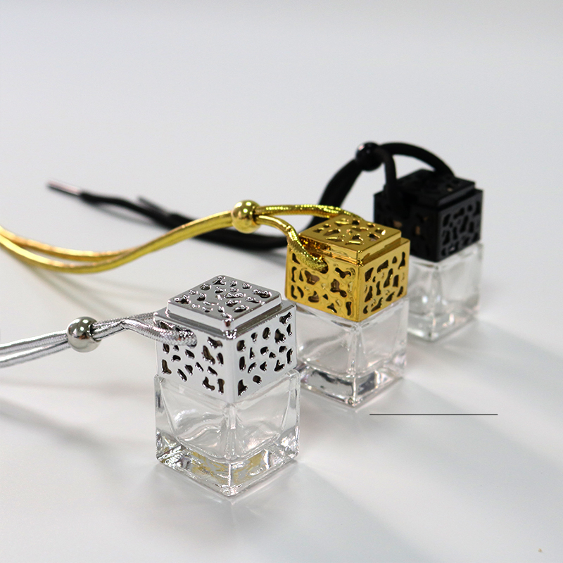 Manufacture 5ml 10ml 15ml Square Shaped Glass Perfume Hanging Car Diffuser Bottle