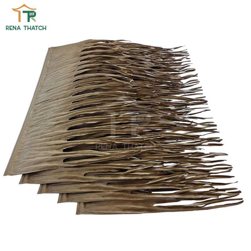 Fire Resistant Artificial Thatch Fiber Palm Waterproof HDPE Synthetic Palm for Roof