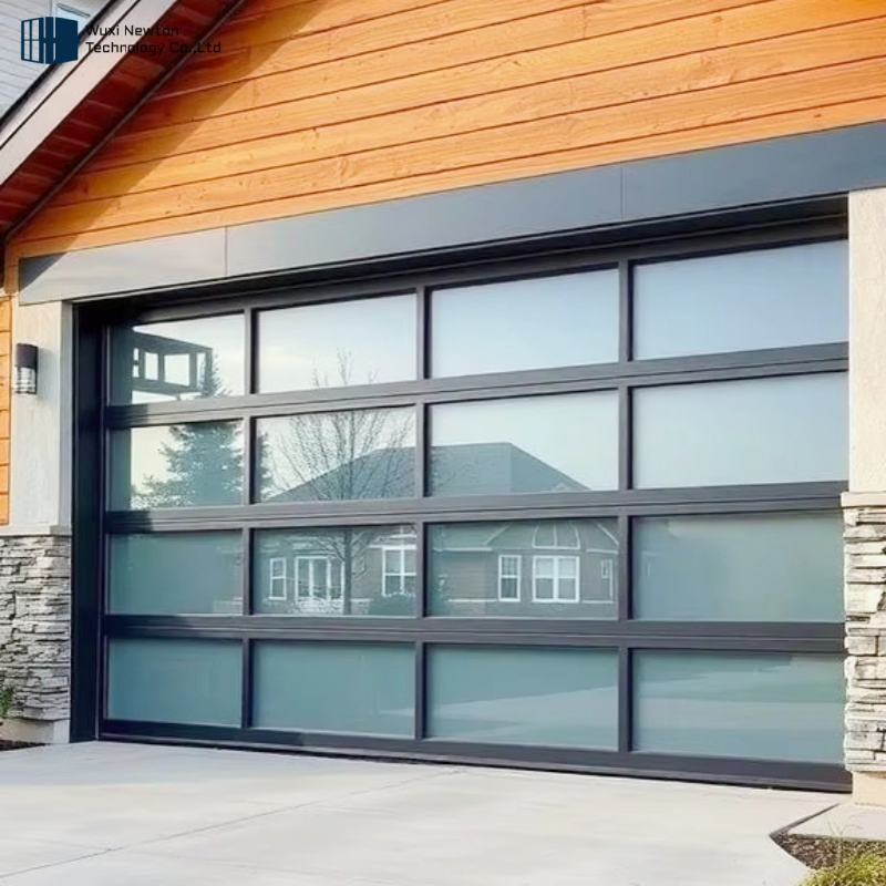Factory Price Space-Saving Aluminum Stake Glass Garage Door for Modern Villa