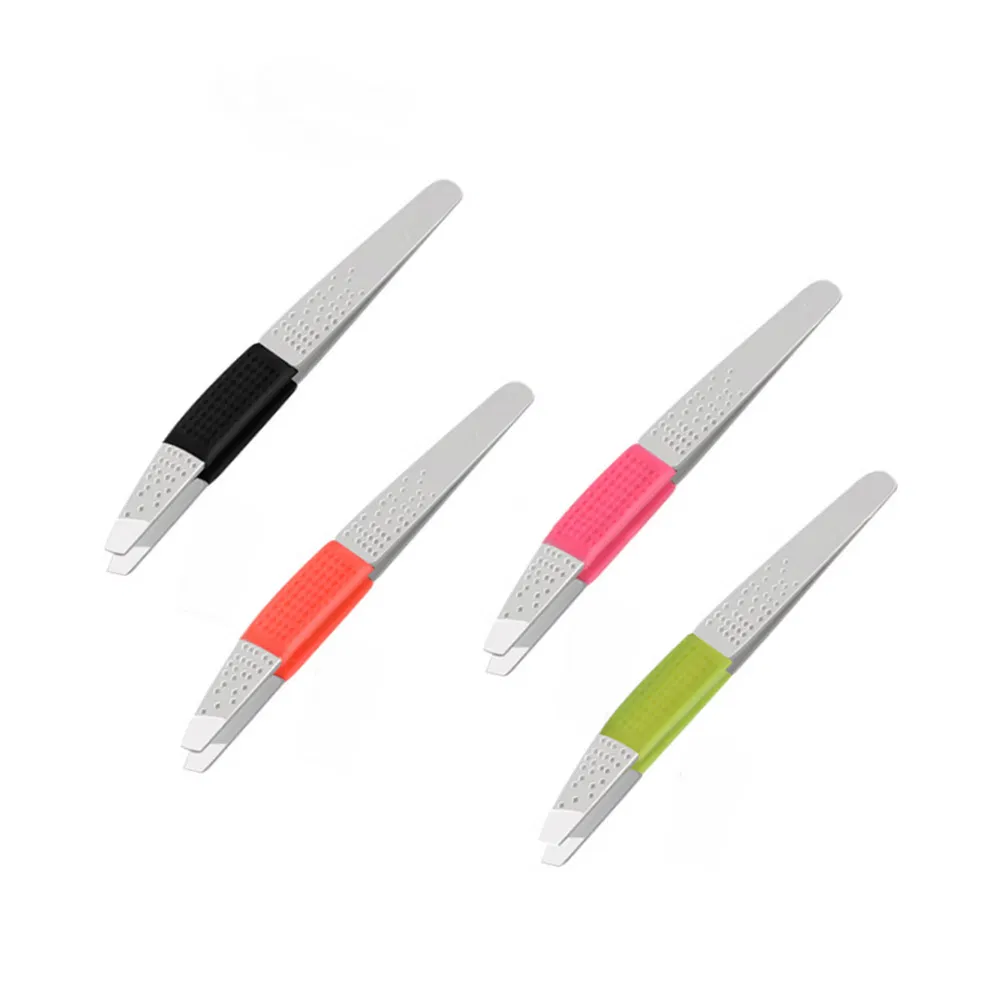 Guangdong Stainless Steel Slanted Eyebrow Clip Makeup Beauty Eyelash Tweezers