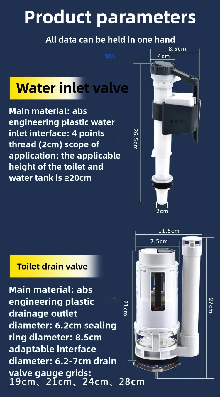 Fluor Soundproof Toilet Flush Valve Accessories Fill and Inlet Valve with Float