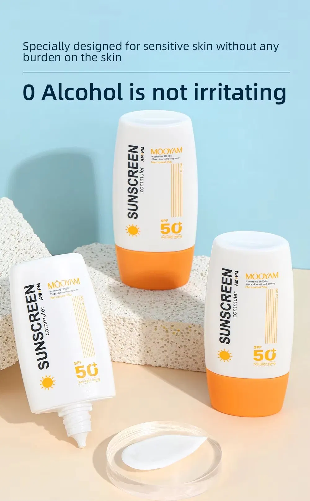 OEM ODM Supplier Sunscreen SPF 50+ Sun Protection Sun Block Cream Long Lasting Moisturizing Body Facial Mooyam Sunscreen SPF 50+