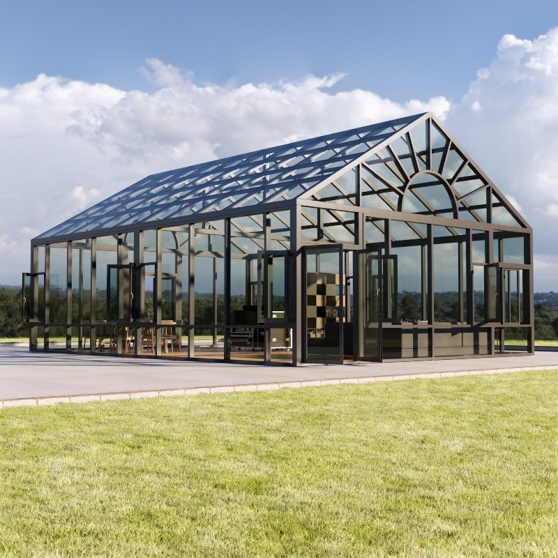 Guangdong Customized Sunroom Competitive Price Green Glass House Retractable Free Standing Aluminum Sun Room