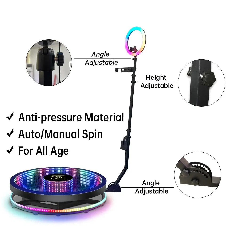 LED Automatic Photo Booth Tempered Glass Plataforma Prix Selfie Video Cabina De Fotos Camera Machine 360 Photo Booth