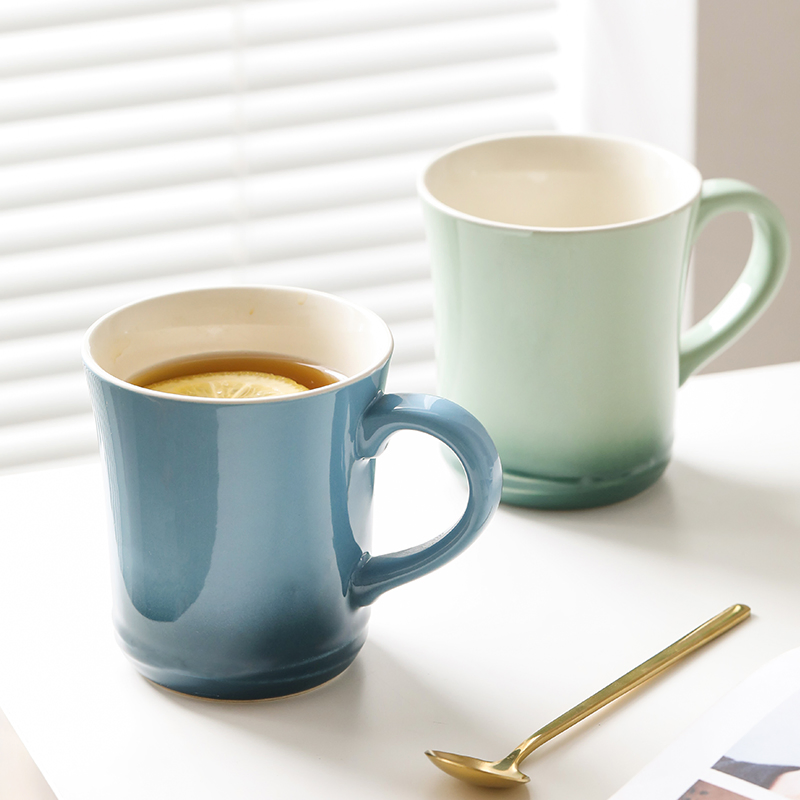 Керамическая кружка ретро 11oz, синяя, для кофе и чая