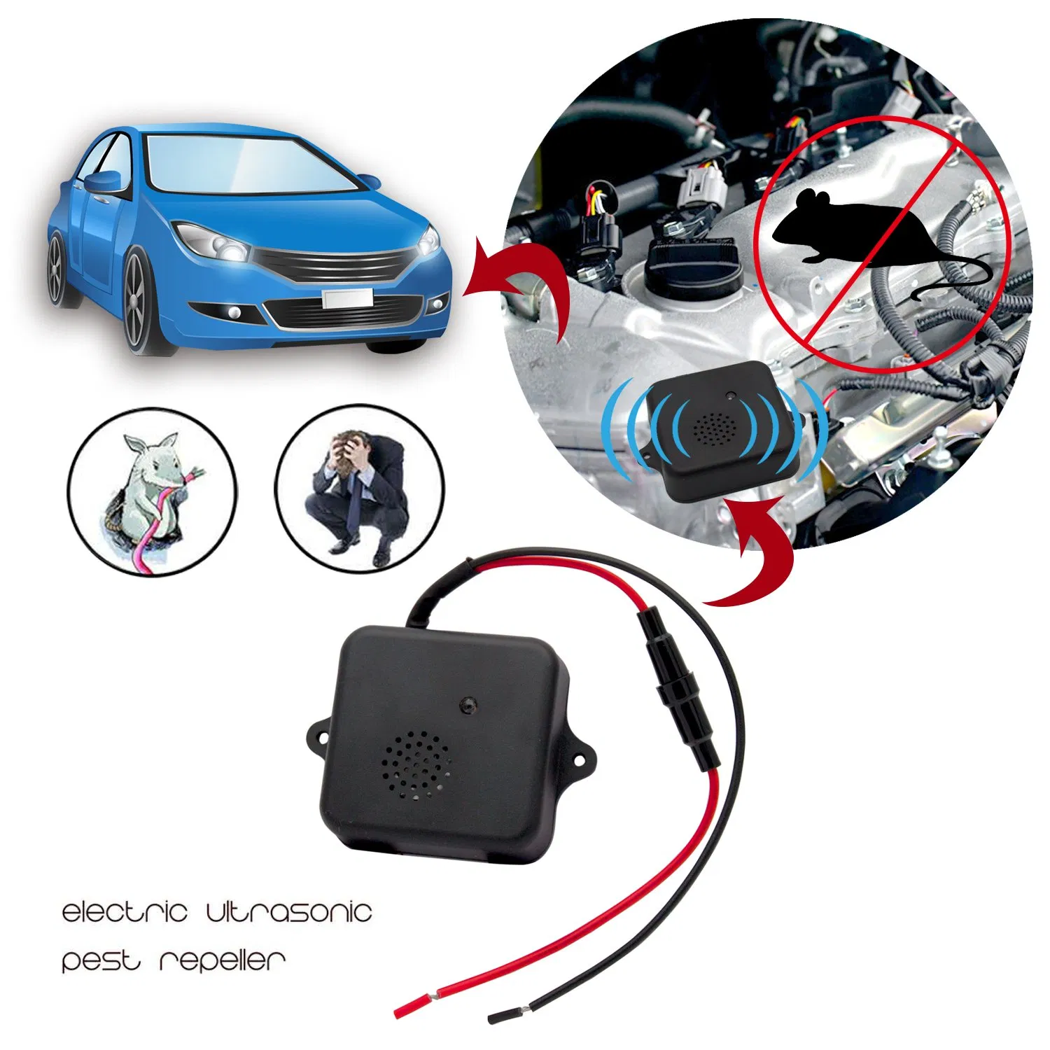 Mice Rat Repeller Ultrasonic Rodent Repellent for Car Truck Vehicle Automobile