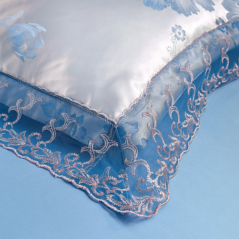 Jacquard Comforter Satin Stripe Bedsheet Printed Fitted Bedsheets 4 PCS Bedding Set