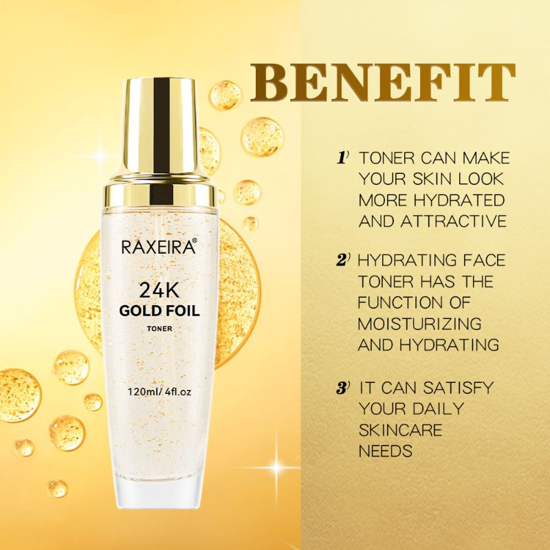 Factory Wholesale OEM ODM 120ml 24K Gold Foil Hyaluronic Acid Toner