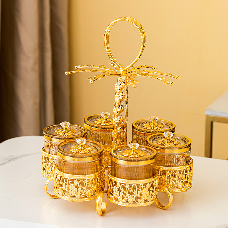 Featuring 6 Acrylic Airtight Containers and a Gold-Plated Iron Candy Bowl