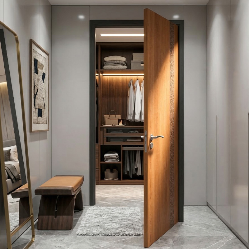 Mumu Design 3D Texture Beautiful Wooden Door Ensures Durability for Long-Term Use