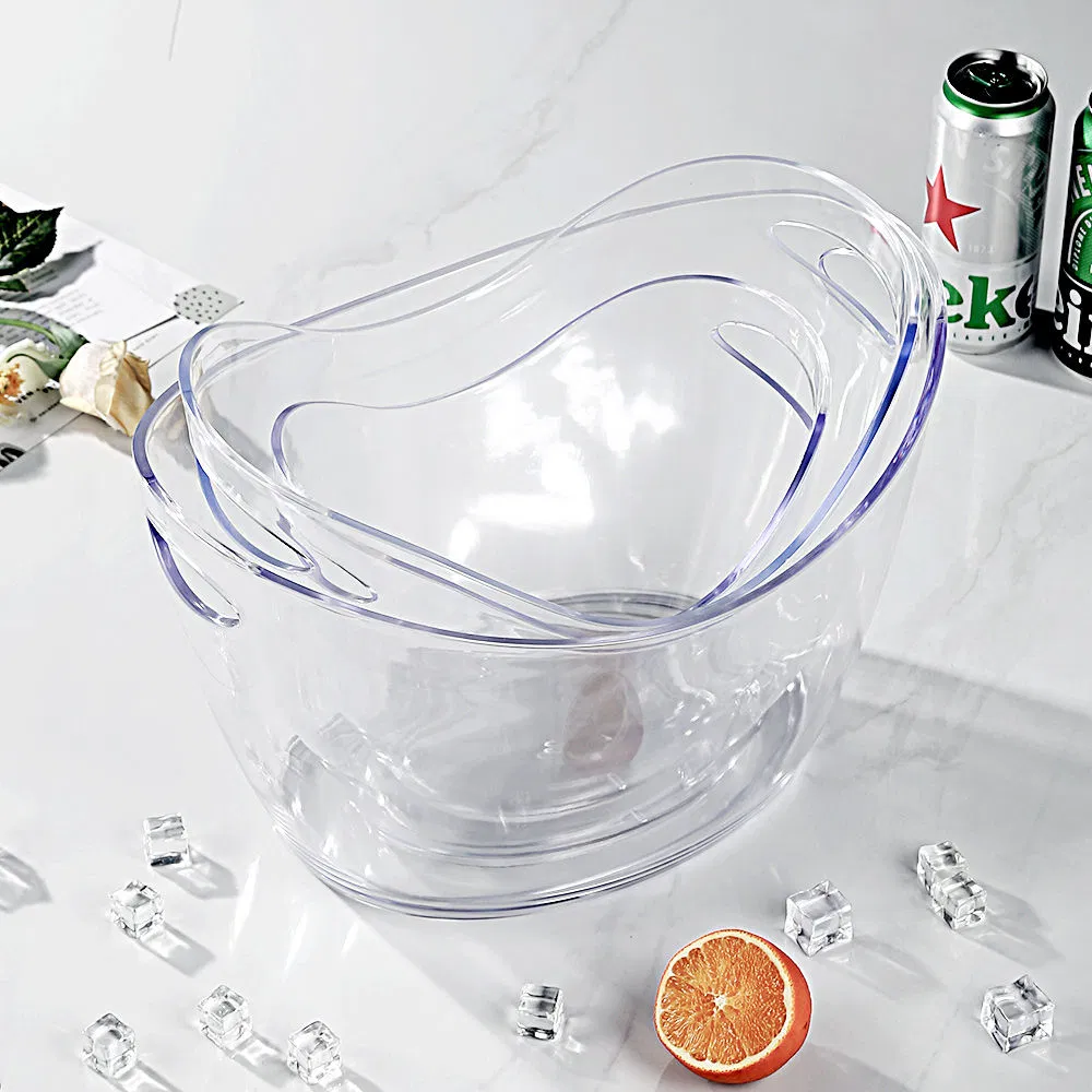 Wholesale Clear PS Plastic Ice Buckets, Multiple Shapes with Handles