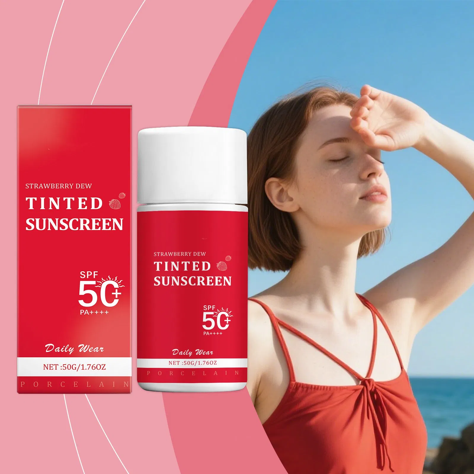 Private Label Sunscreen Cream Fast-Absorbing UV Protection Deeply Moisturizing SPF 50 Tinted Sunscreen