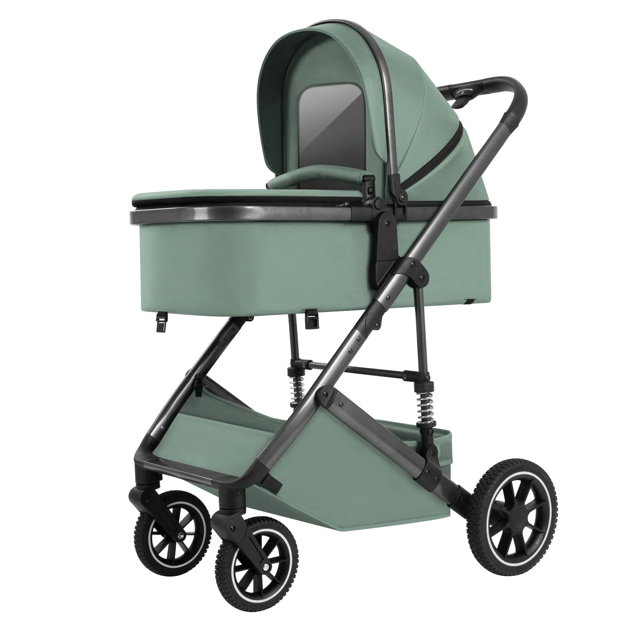 Foldable 3-in-1 Baby Stroller Travel System, High Landscape Pram with Infant Car Seat, Compact Storage for Family Trips