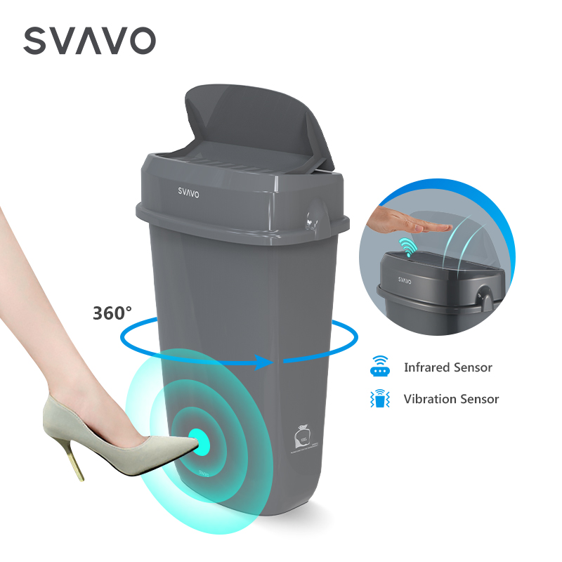 Bathroom Toilet Automatic Lady Sanitary Pad Bin Plastic Waste Bin 12L Nappy Garbage Can Baby Diaper Bucket with Lid Trash Can