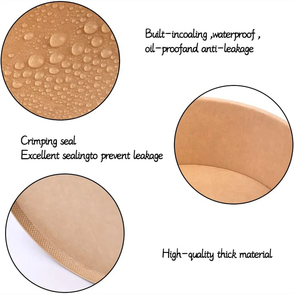 Disposable Kraft Paper Lunch Box Biodegradable Food Container with Lid for Restaurant Takeaway