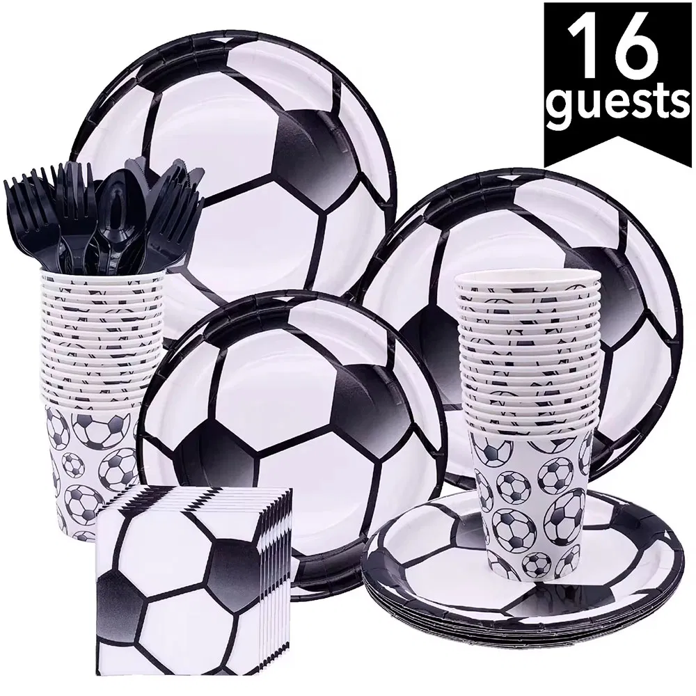 2026 Football-World-Cups Football Party Supplies Set Party Tableware Set Boys Football Club Party Paper Cup