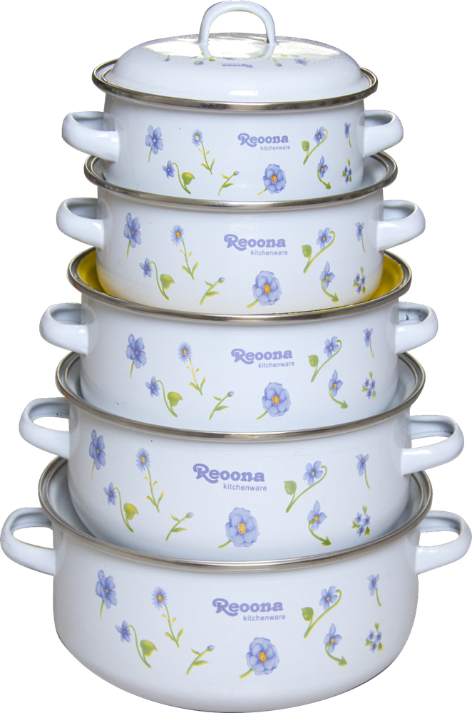 Enamel Casserole Set with Cover-6PCS Set