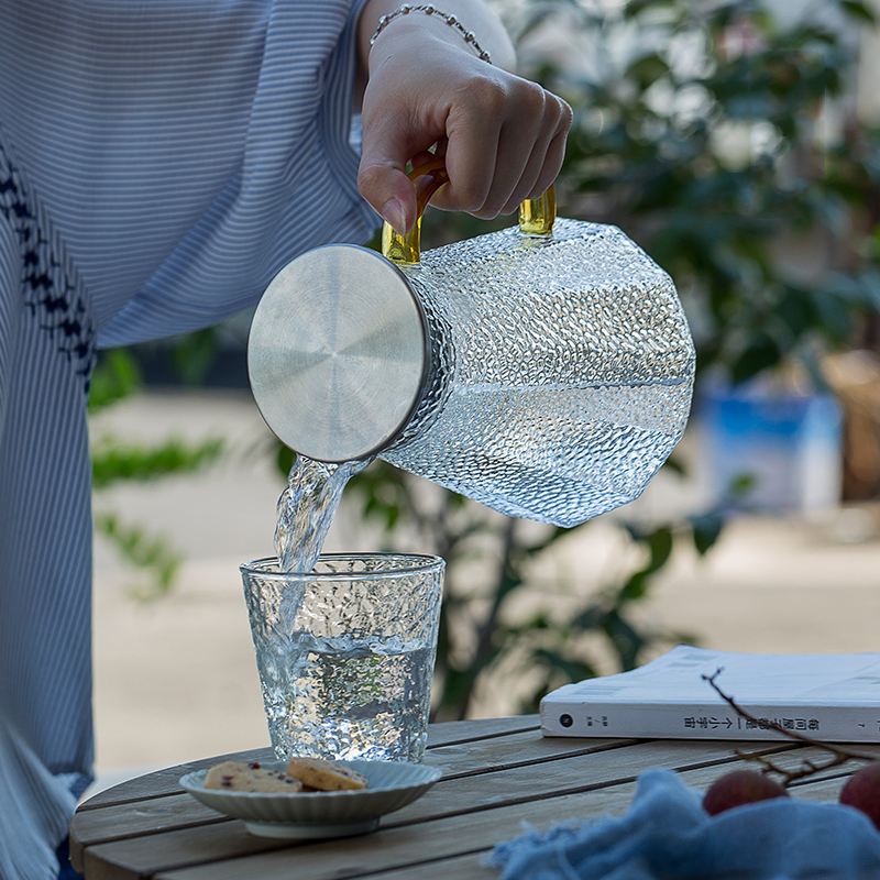 Glass Pitcher with Lid Iced Tea Pitcher Water Jug for Hot Cold Water Ice Tea Wine Coffee Milk and Juice