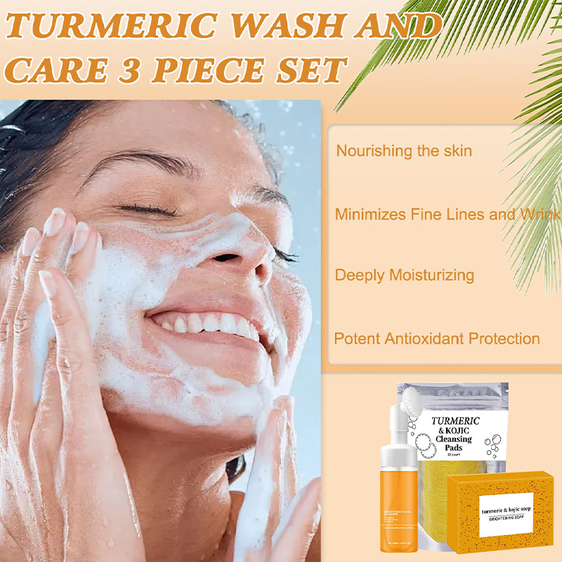 Beauty Cosmetics Turmeric Whitening Soap Mousse Turmeric Skin Care Set