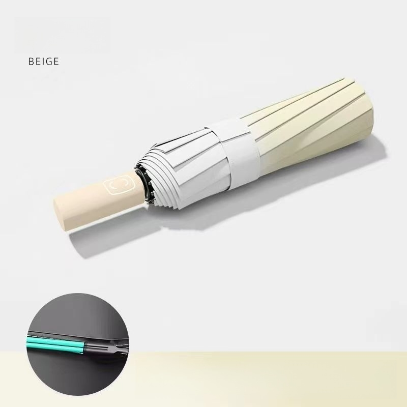 Promotional 10K Double Bone 3 Folding Custom Automatic Rain Sun Gift Gradient Advertising Outdoor Umbrella with Logo Printing Light Blue