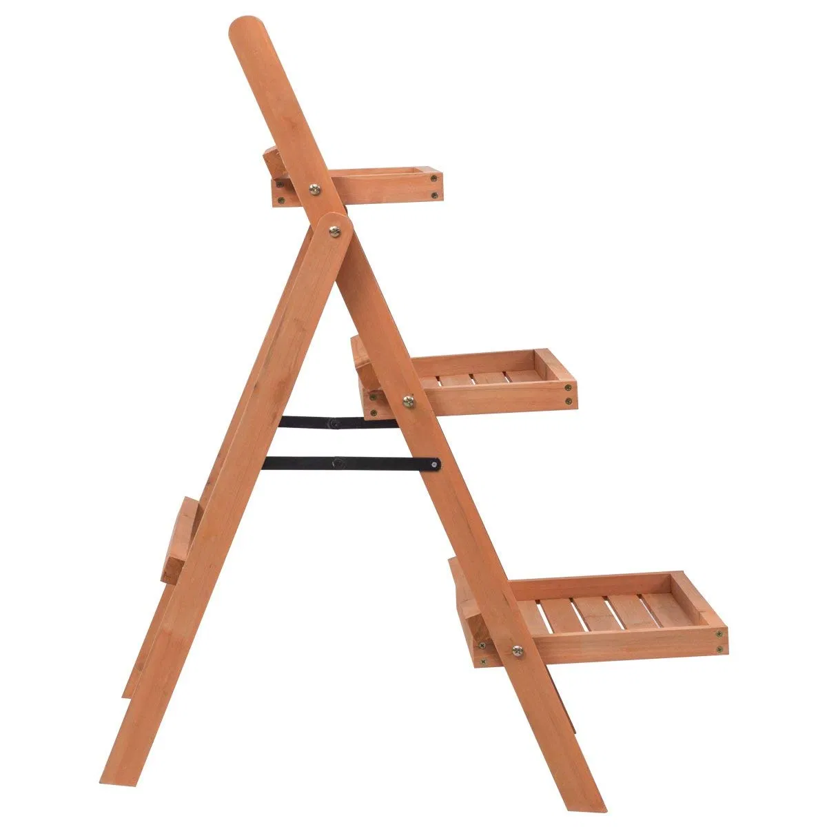 Foldable Timber Plant Stand for Outdoor & Indoor Wooden Shelf Natural
