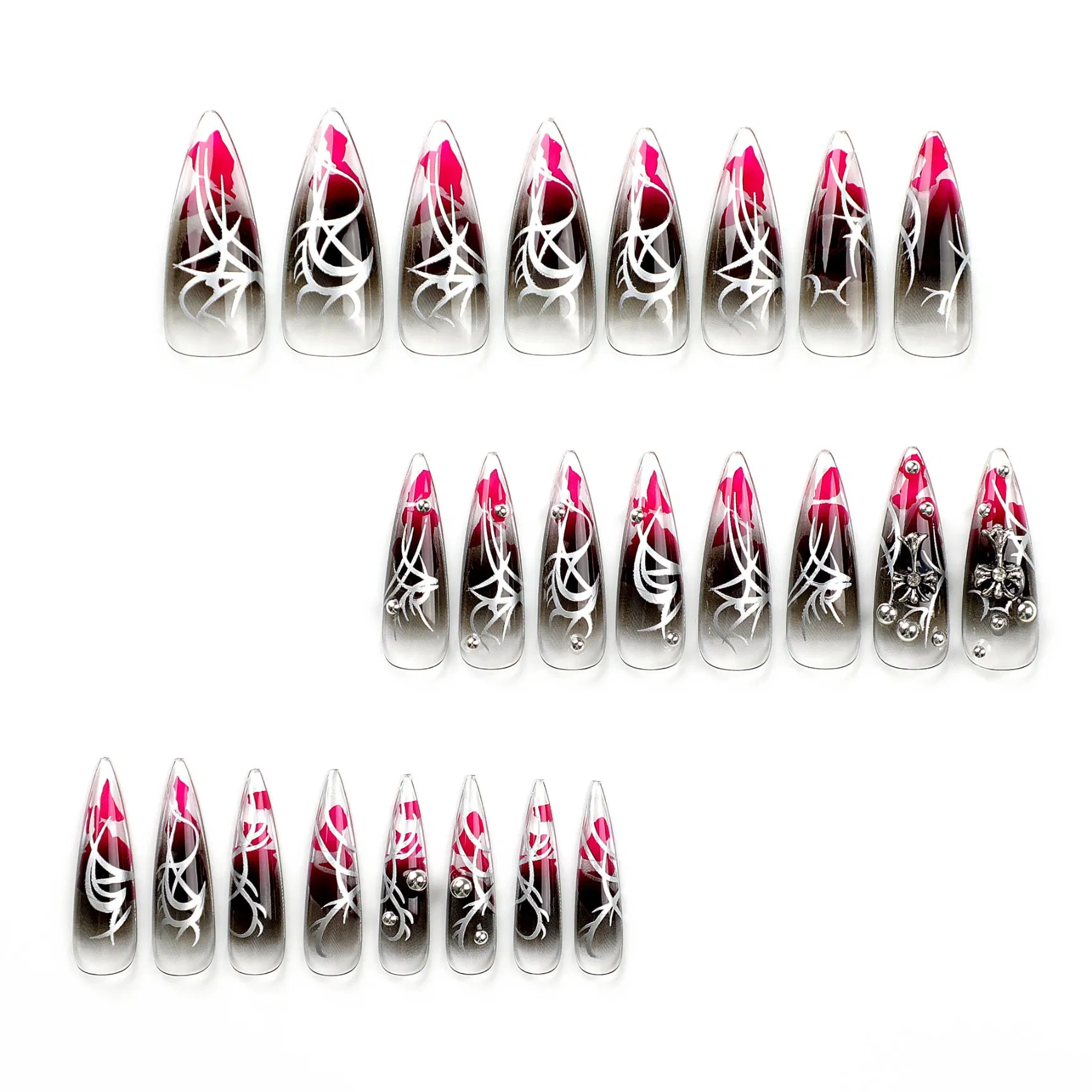 2026 New Dark Cross Nail Patch False Nail