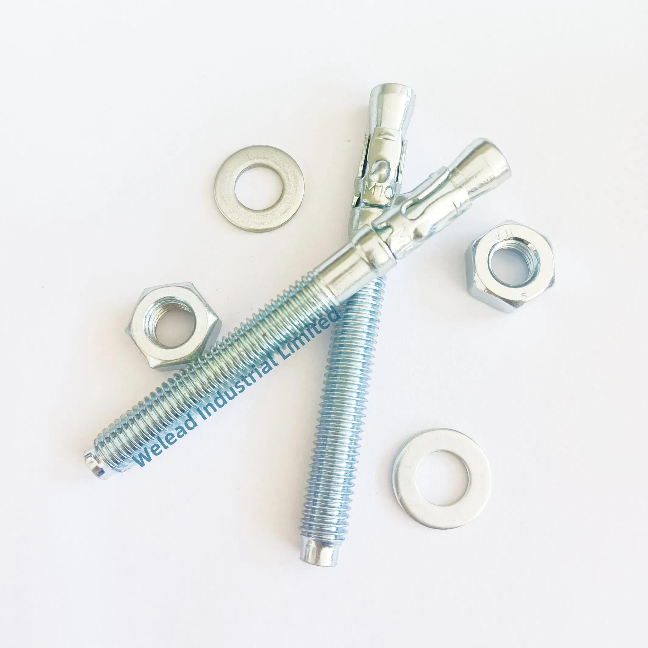 Wholesale M24X300 China Factory Long Wedge Anchor Throughbolt Concrete Fastener Threaded Expansion Bolts Carbon Steel Zinc Coating