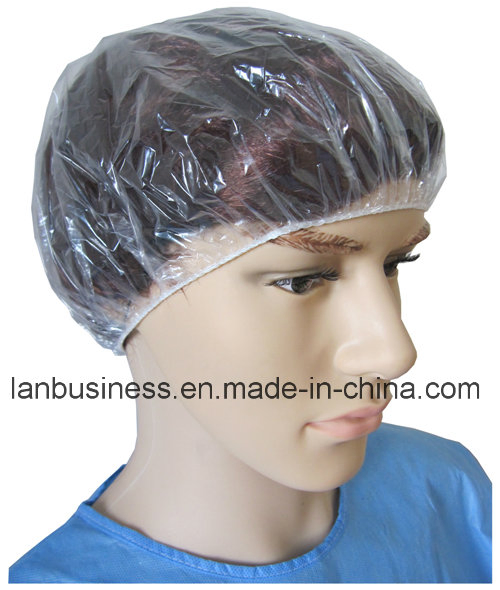 Disposable Transparent PE Shower Cap Waterproof Head Cover