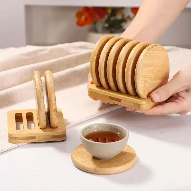 Bamboo Cup Pad Plate Home Use Mat - Snowflake-Shaped Fireproof Insulation Pads