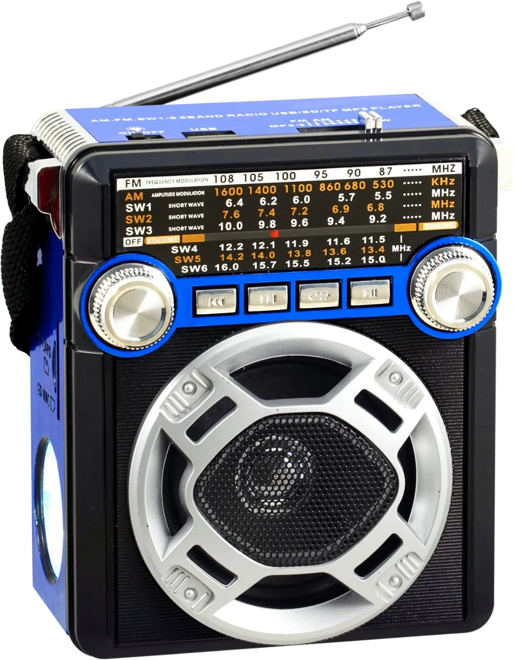 Rechargeable Professional Am/FM/Sw 3 Band Radio Portable Wireless Radio with Torch