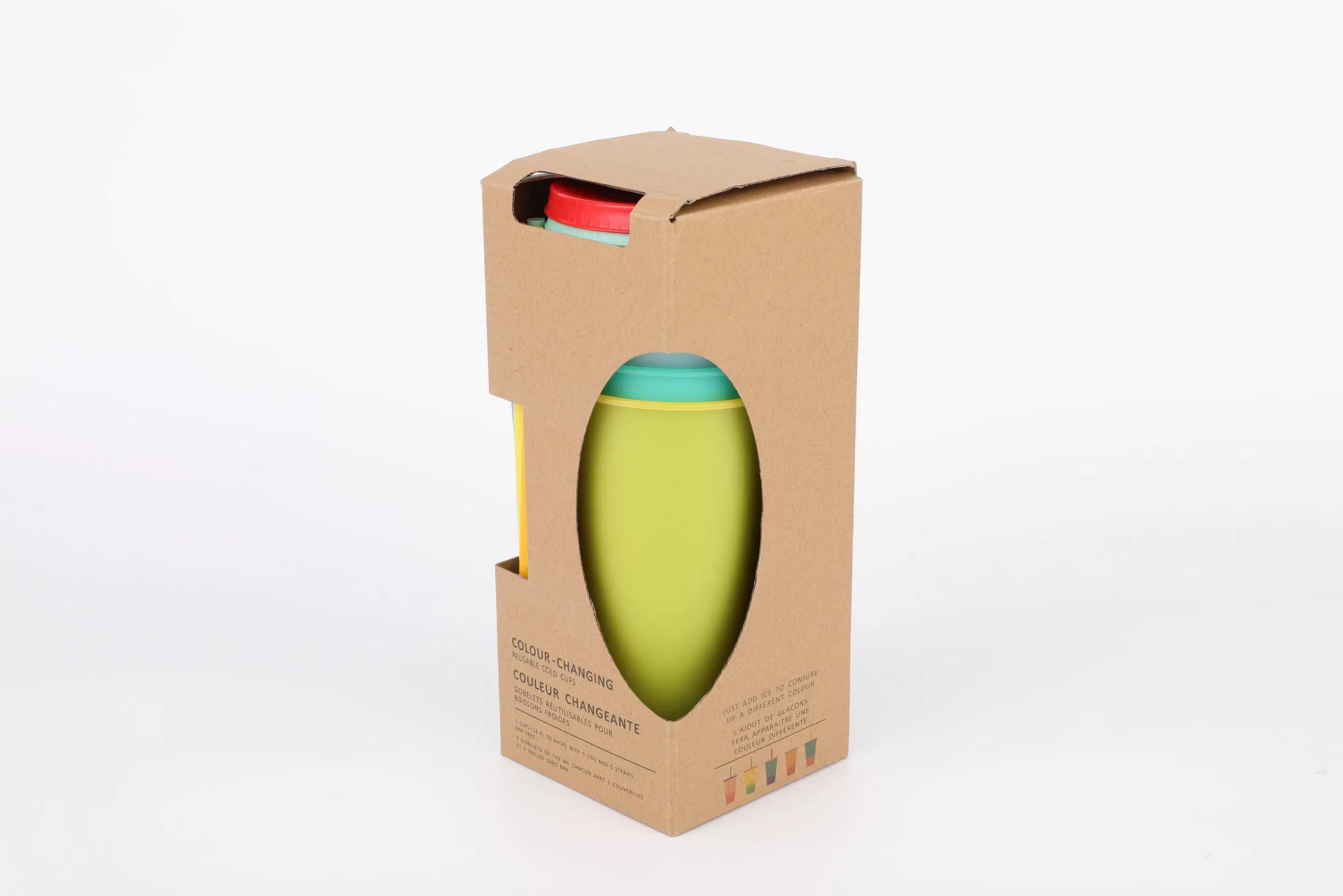 Grinkwell 24oz Color Change Plastic Water Bottles with Lid and Straw