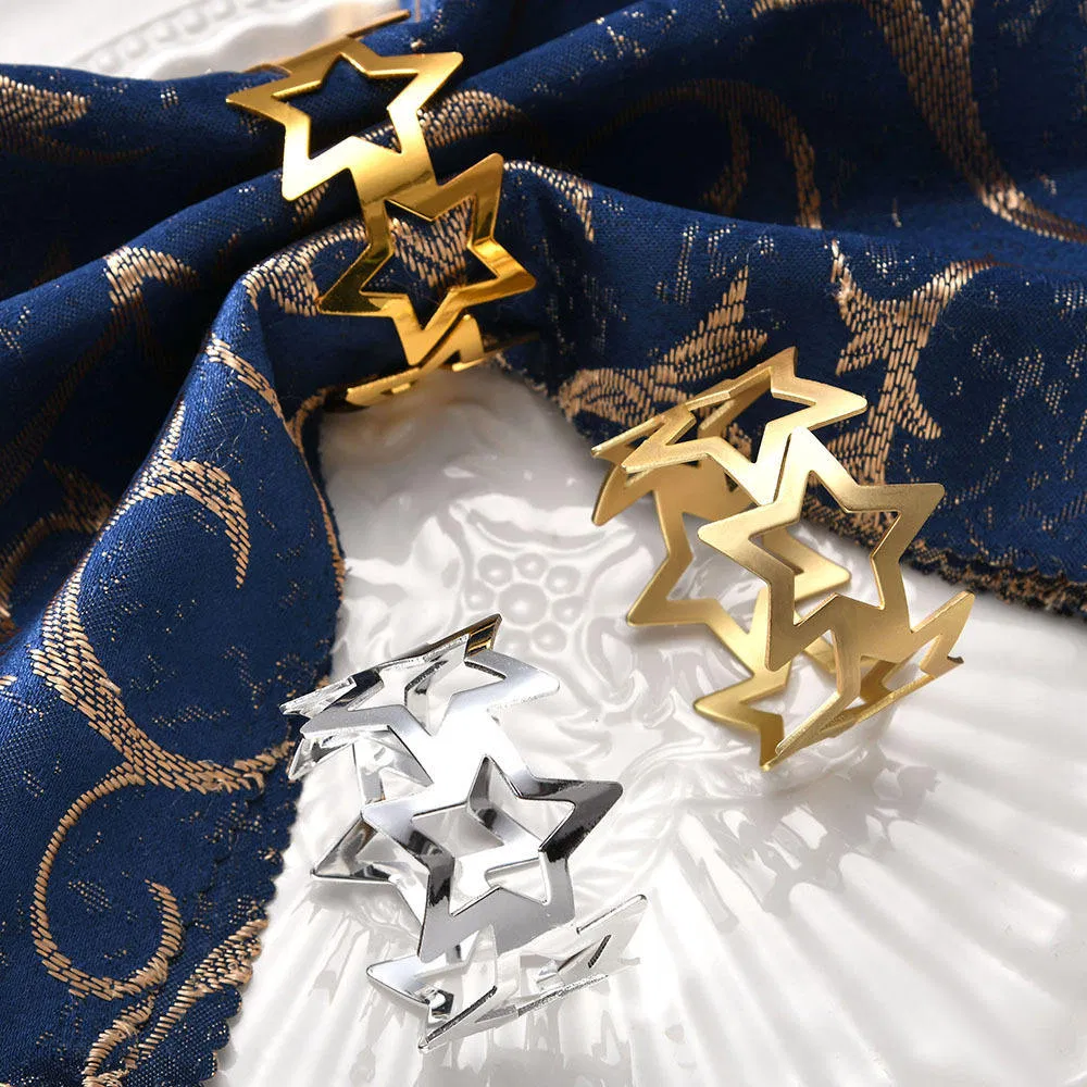 Metal Star Style Gold and Silver Napkin Ring for Wedding with FDA