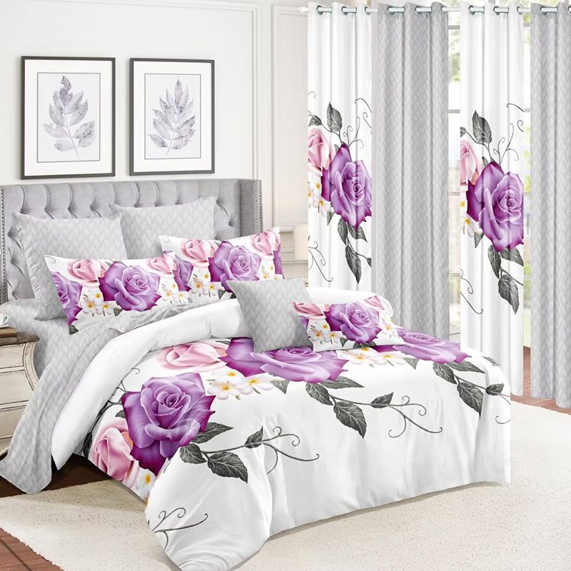 Premium 12 PCS Polyester Duvet Cover Twin Full Size Pillowcases High Class Pillow Shams Customized Curtains Eight-Piece Printing Bedroom Suite Bedspread Set