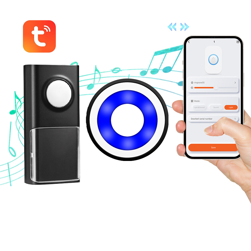 Battery Operated IP55 Waterproof Tuya Smart WiFi Wireless Doorbell with 58 Ringtones