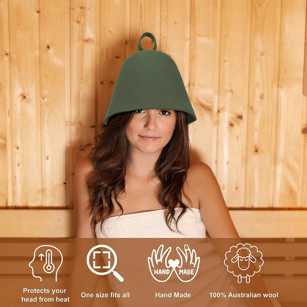 Wholesale Custom Logo Gray Felt Sauna Sweat Sauna Hat with Hanging Hoop Custom Logo