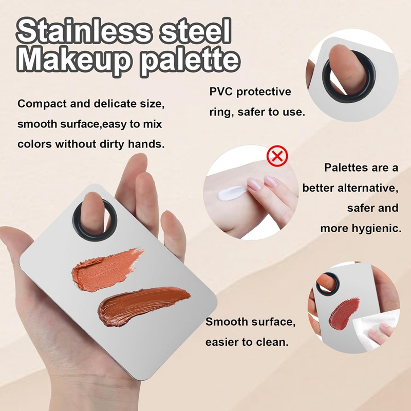 Wholesale Cosmetic Palette Metal Stainless Steel Custom Mixing Makeup Palette with Spatula