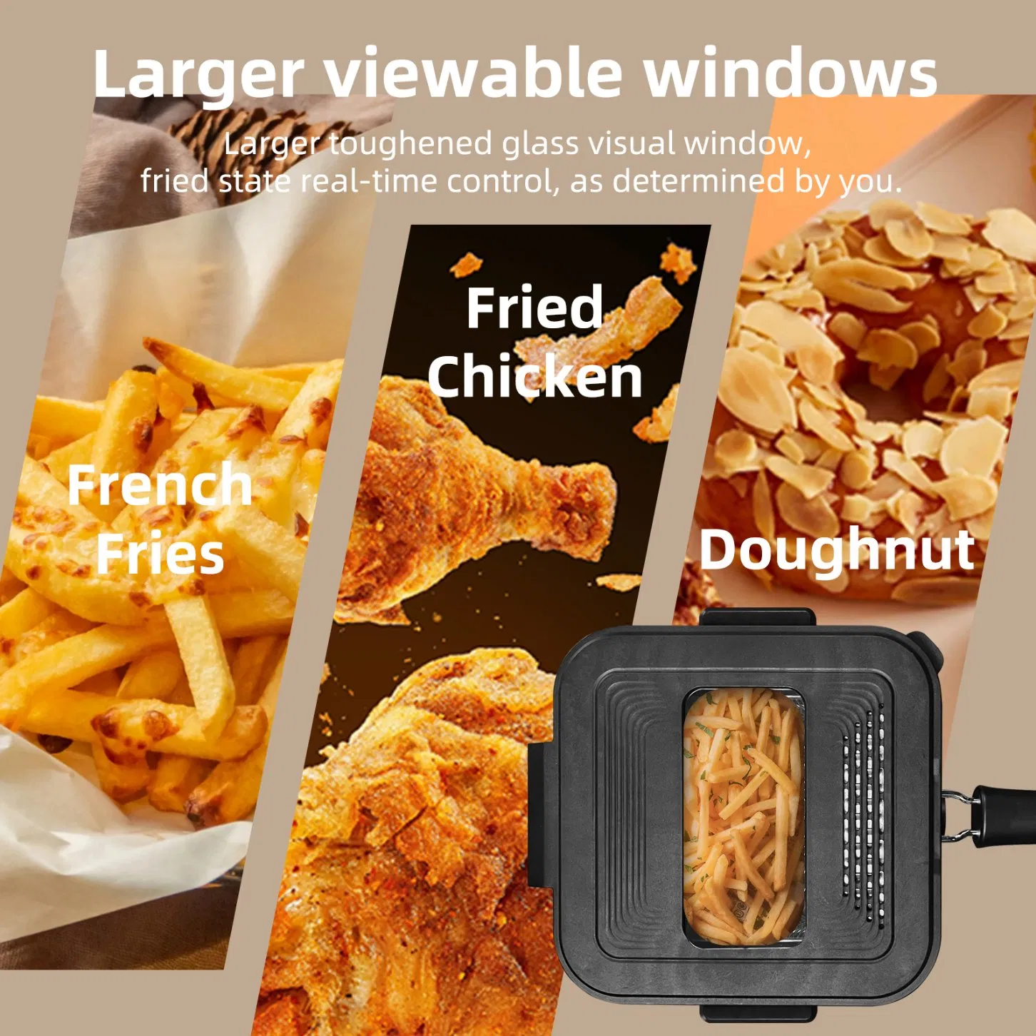 Mini Household Stainless Steel Square Deep Fryer for Frying Potato Chips and Chicken Steaks, Electric Frying Oven, Integrated Electric Frying Pot