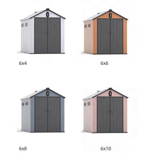 Easily Assembled Powder Coated Storage Outdoor Polycarbonate Plastic Garden Sheds