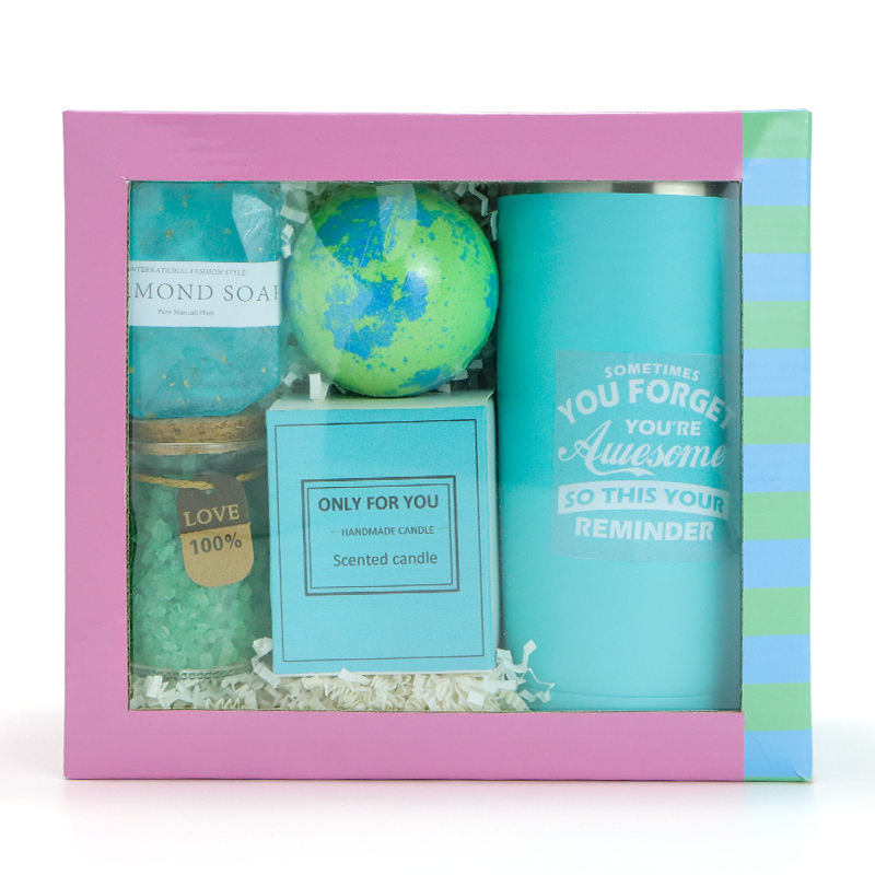 Private Label Bathroom Set Women SPA Self Skin Care Set Sea Salt Scent Candle Organic Bath SPA Gift Sets