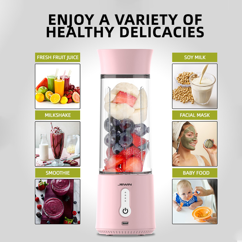 Jewin Type-C Portable Electric Juicer Cup 500ml Fruit Mixer with Indicate Light