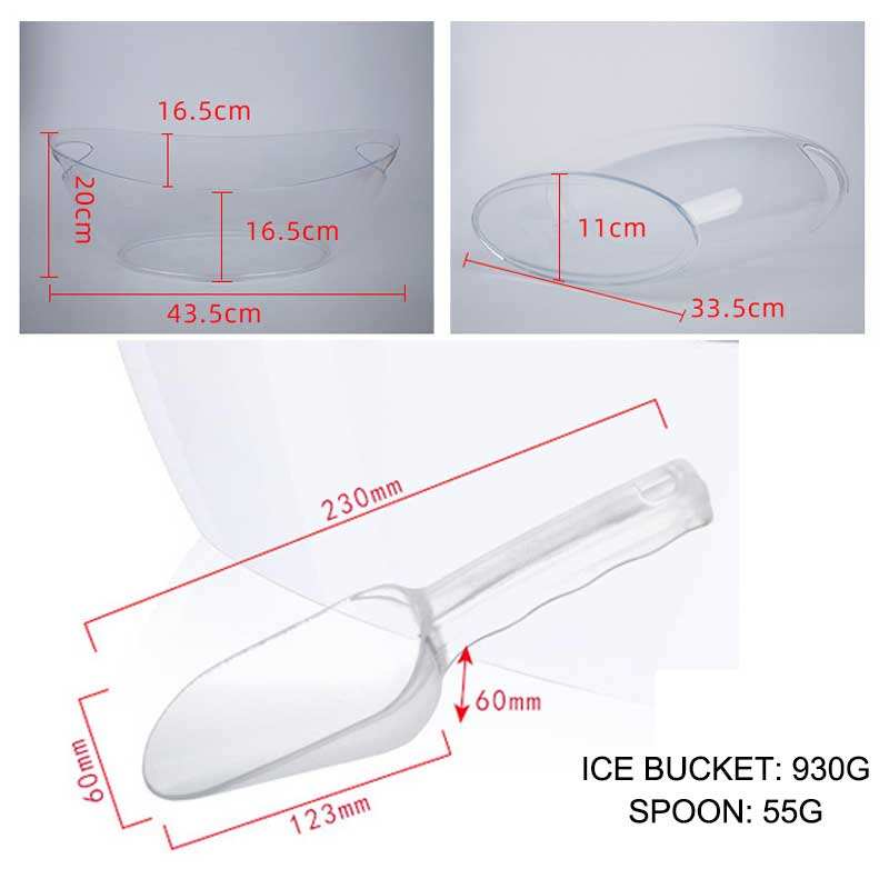 6L PS Plastic Acrylic Lce Bucket Beer Cooler 12L Glass Holder Ship Shaped with Lce Scoop