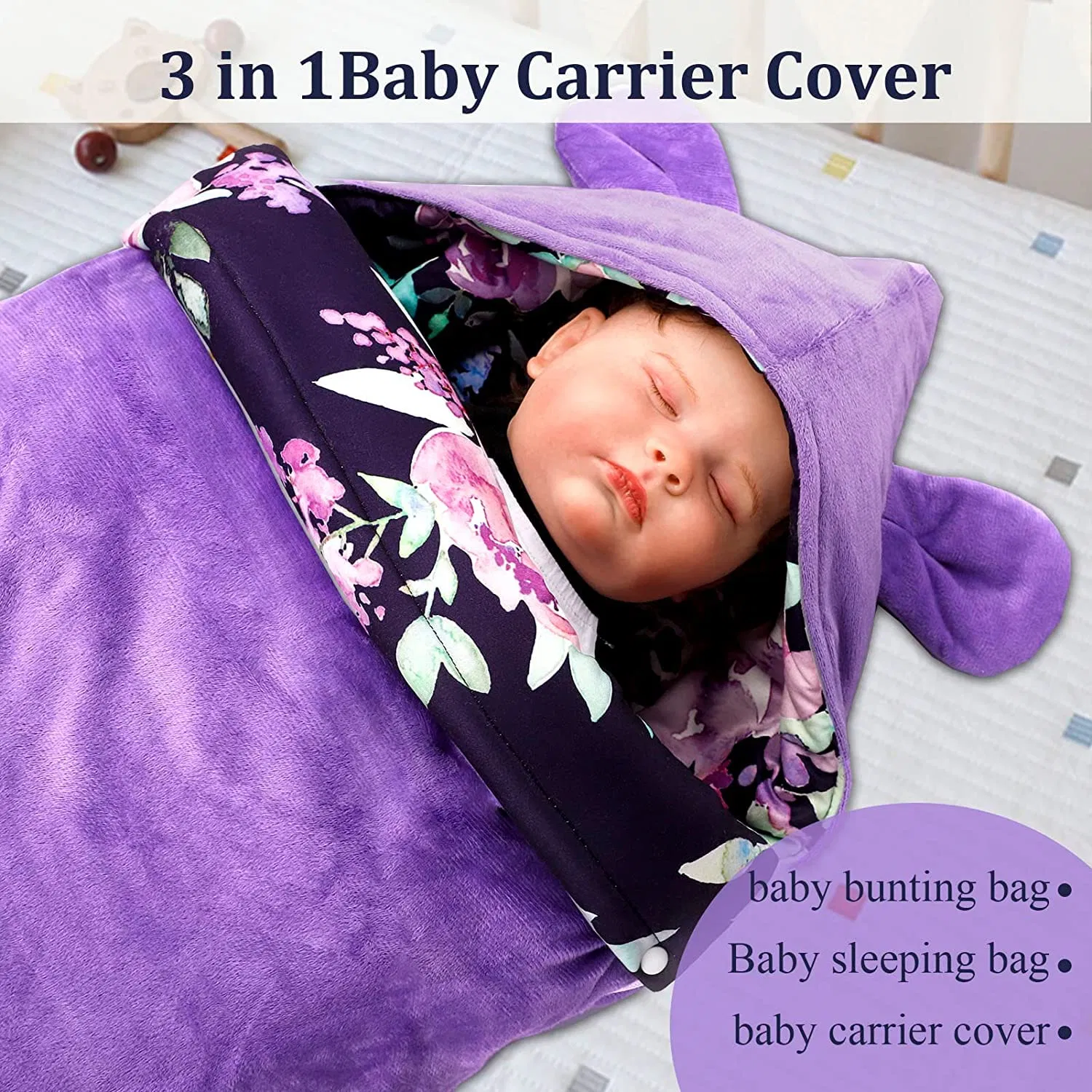 Fashionable Winter Baby Car Seat Cover 3 in 1 Stroller Bunting Bag